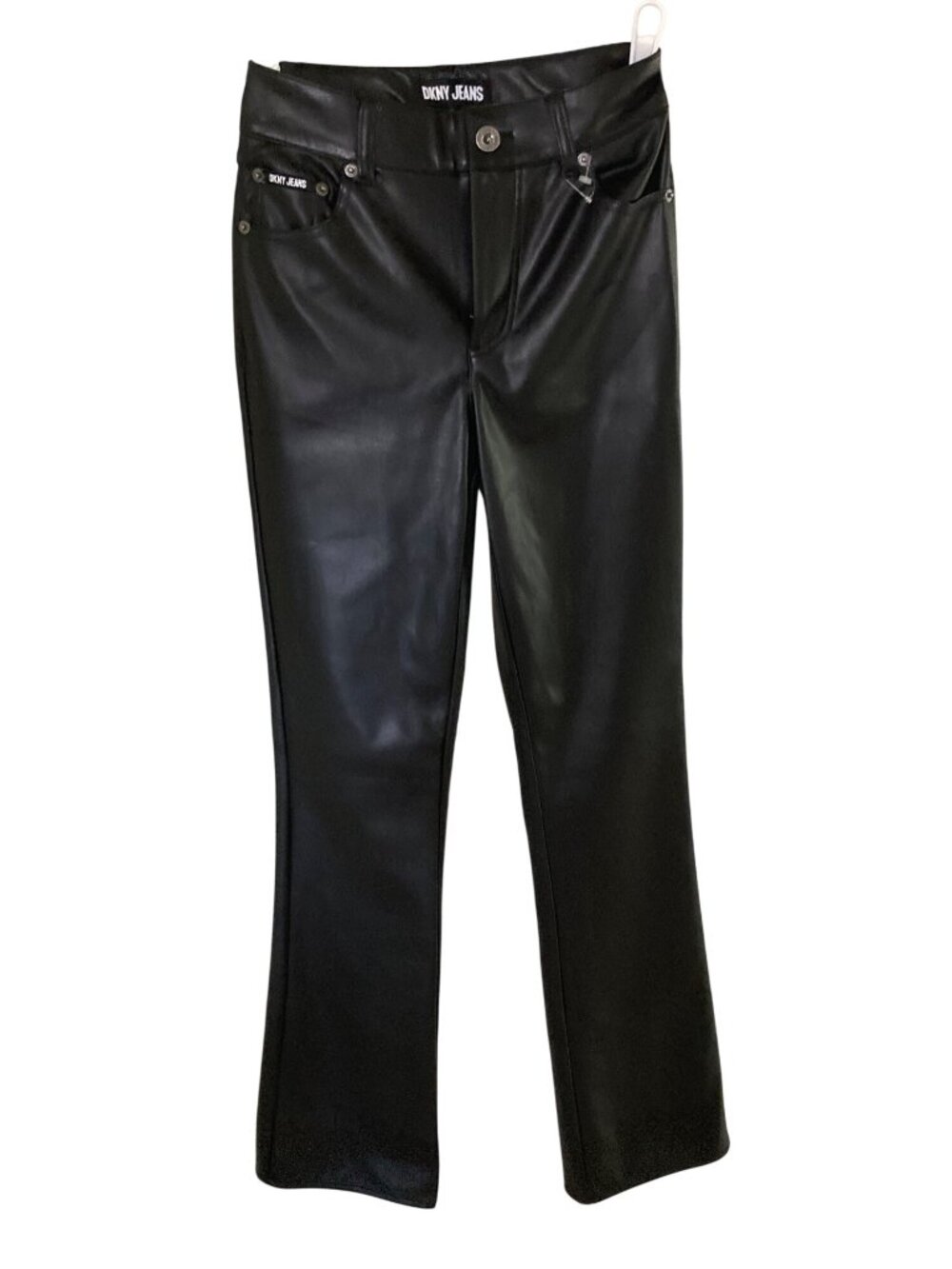 DKNY Jeans Women’s High Rise Bootcut Faux Leather Pants Size 24 Black NWOT
